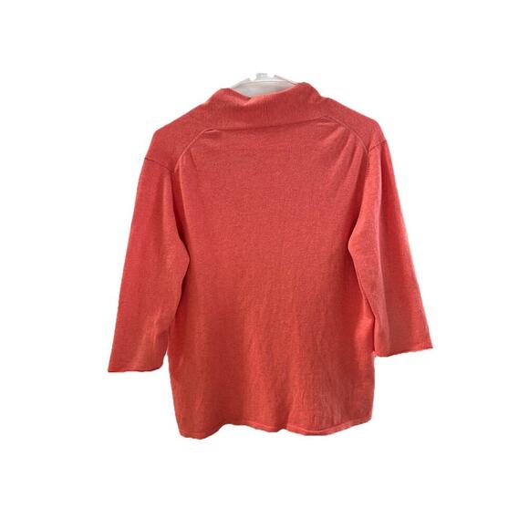 Eileen Fisher Orange Women’s Cotton Cashmere Blend V-Neck Blouse Top Size L - Picture 5 of 5